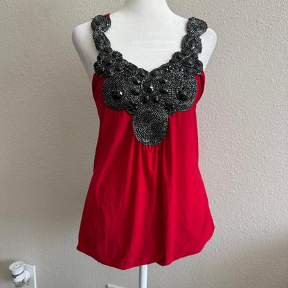 Red boho beaded top