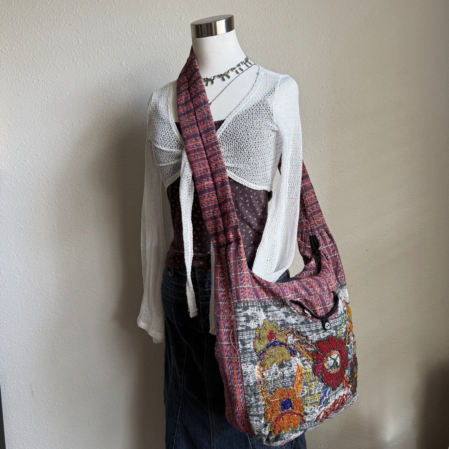 Beaded boho crossbody bag
