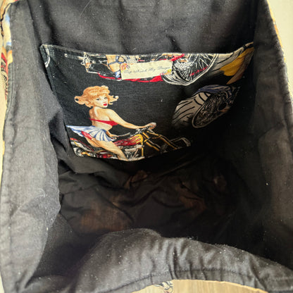 Motorcycle babe tote bag