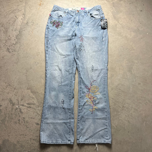 Y2K Flower stitched Flared Jeans