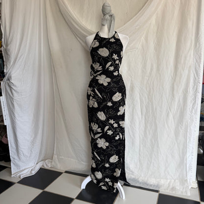 2000s Adriana Pappell fully beaded slit dress