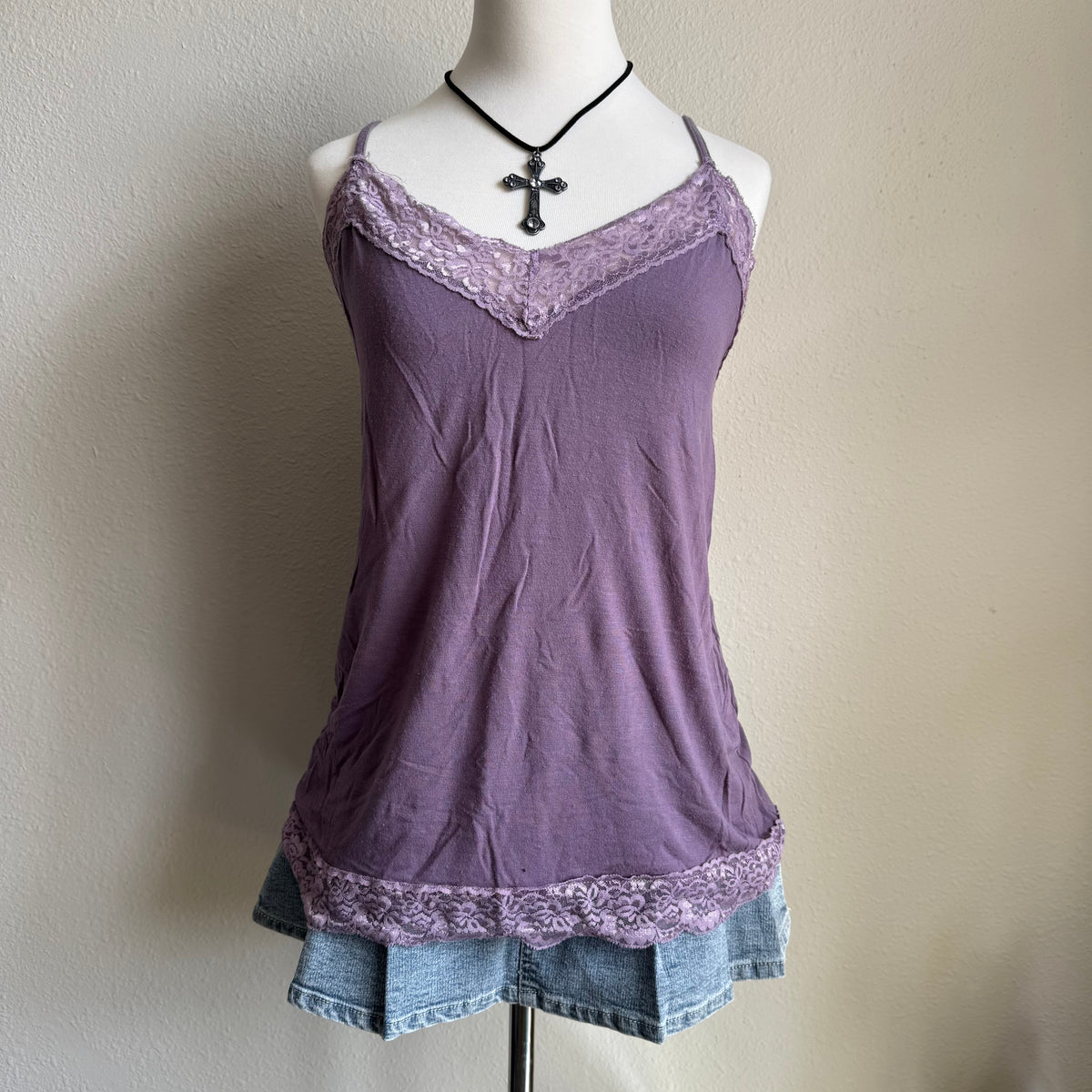 Flora’s purple tank top