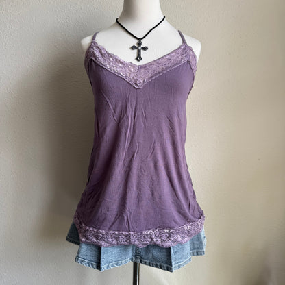 Flora’s purple tank top