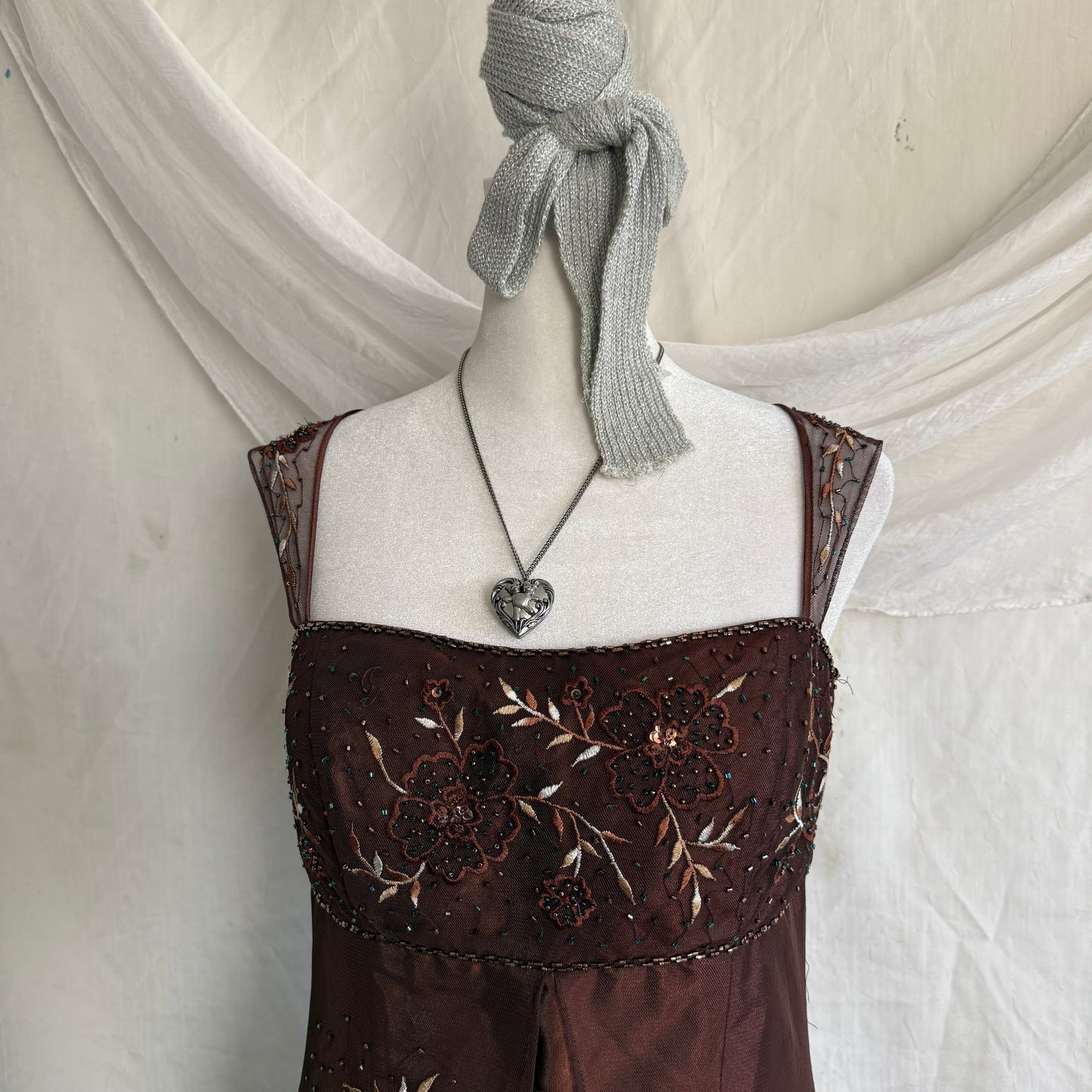 2000s whimsical prom beaded flower dress