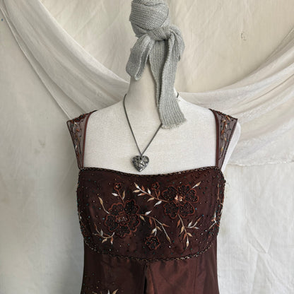 2000s whimsical prom beaded flower dress