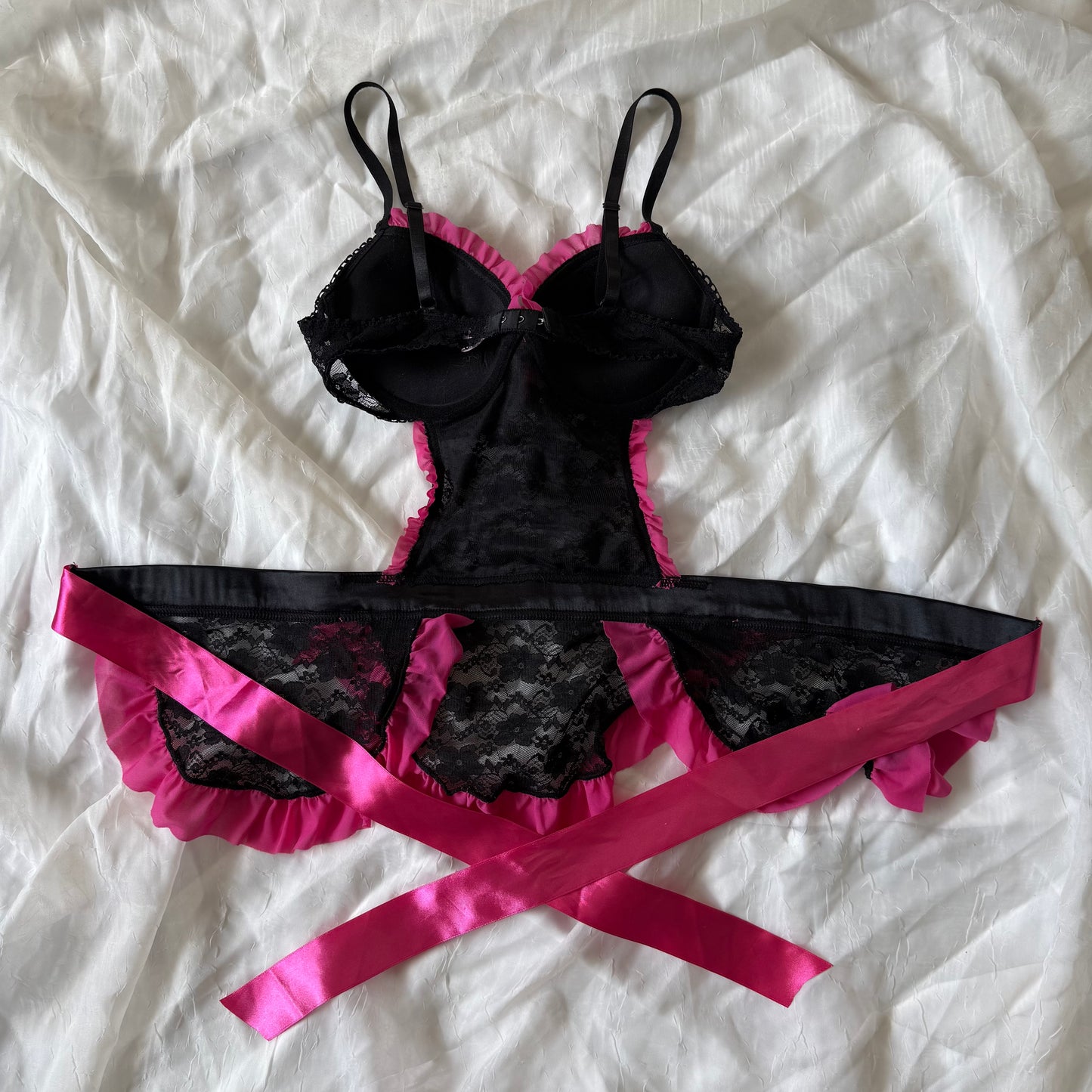 Pink lace lingerie maid top