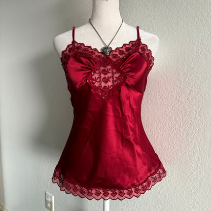 Red sequin cami top