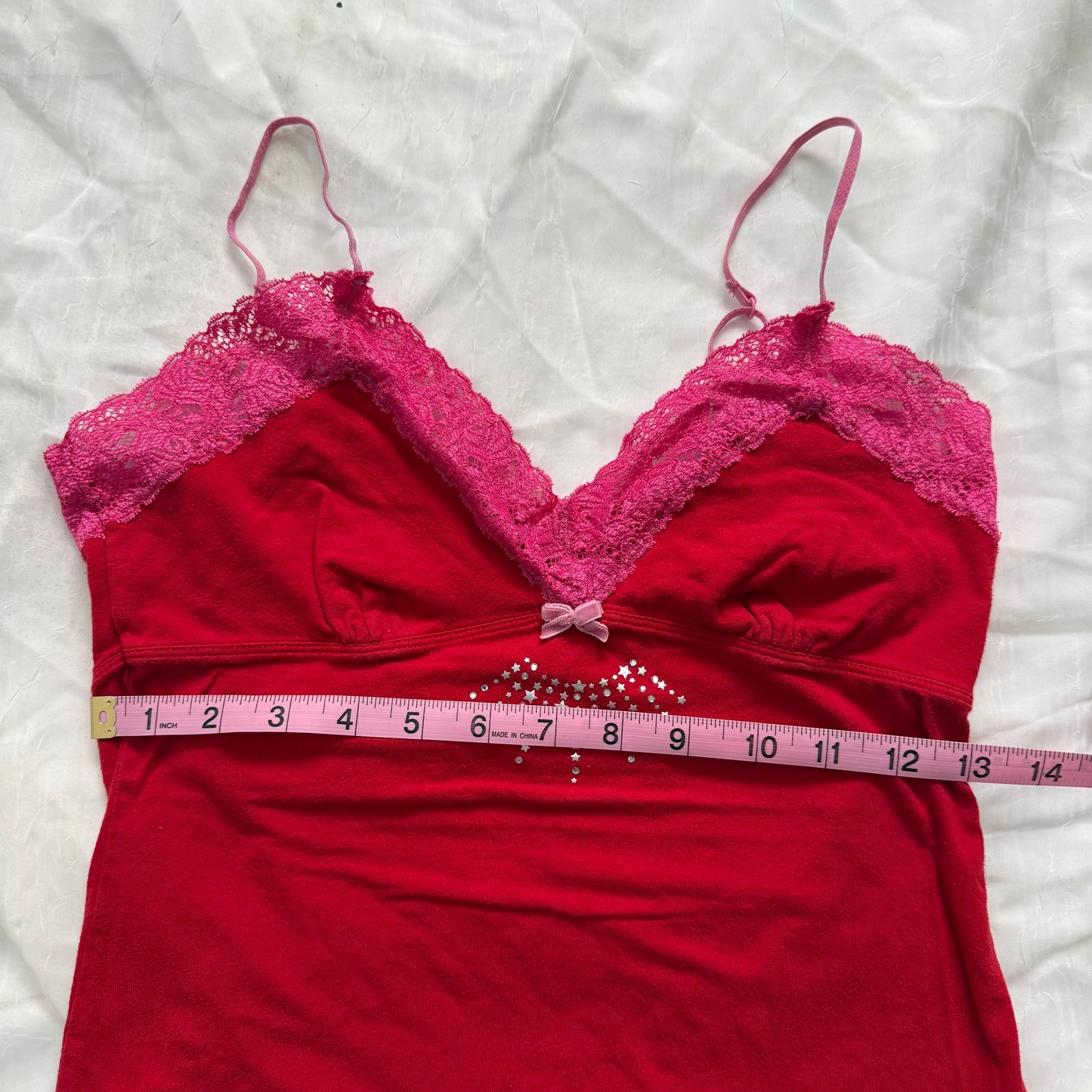 PINK lace fitted cami