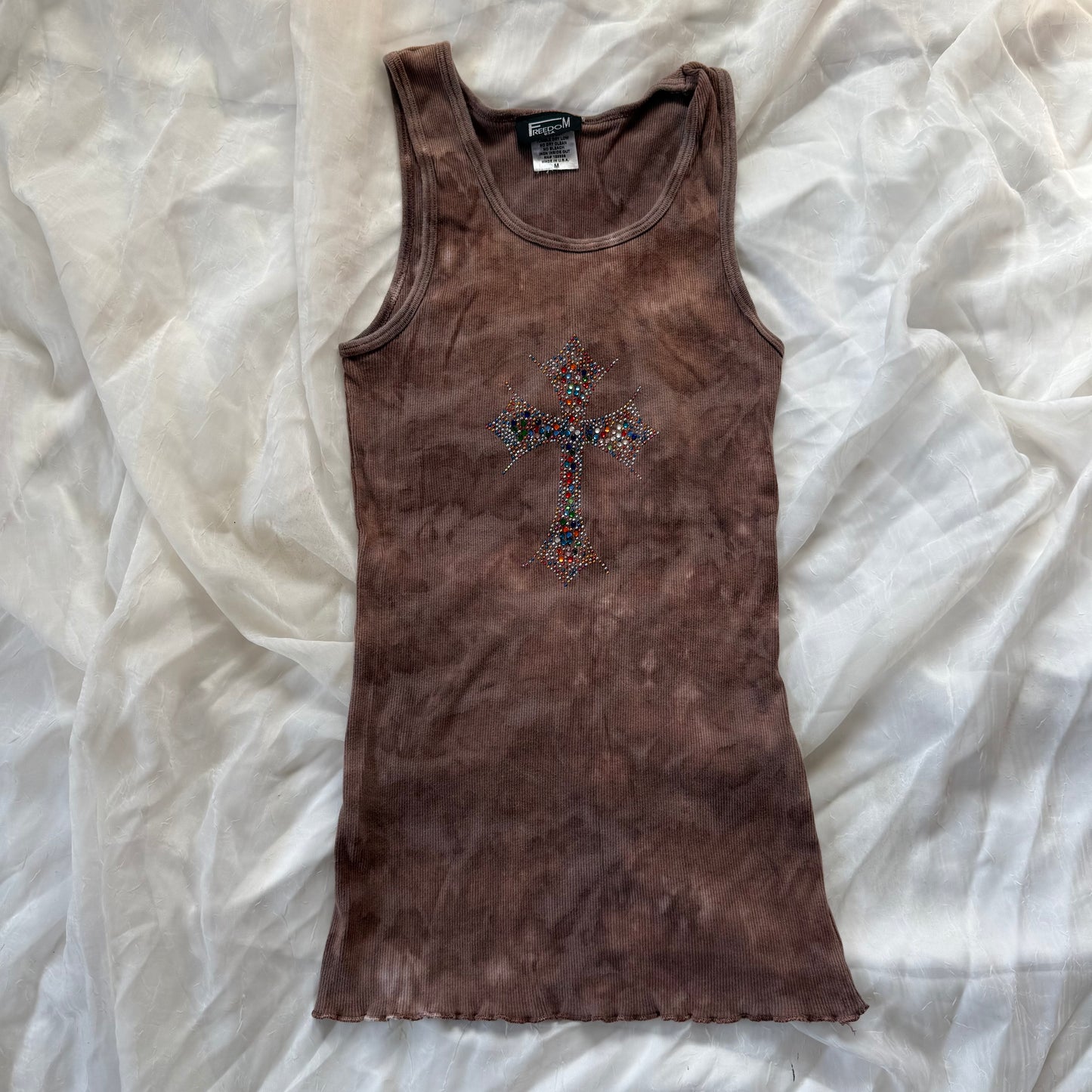Rhinestone cross tank top
