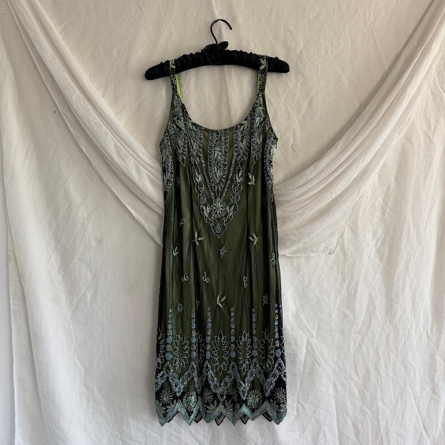 2000s Marina beaded green dress