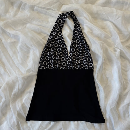 Black chain halter top