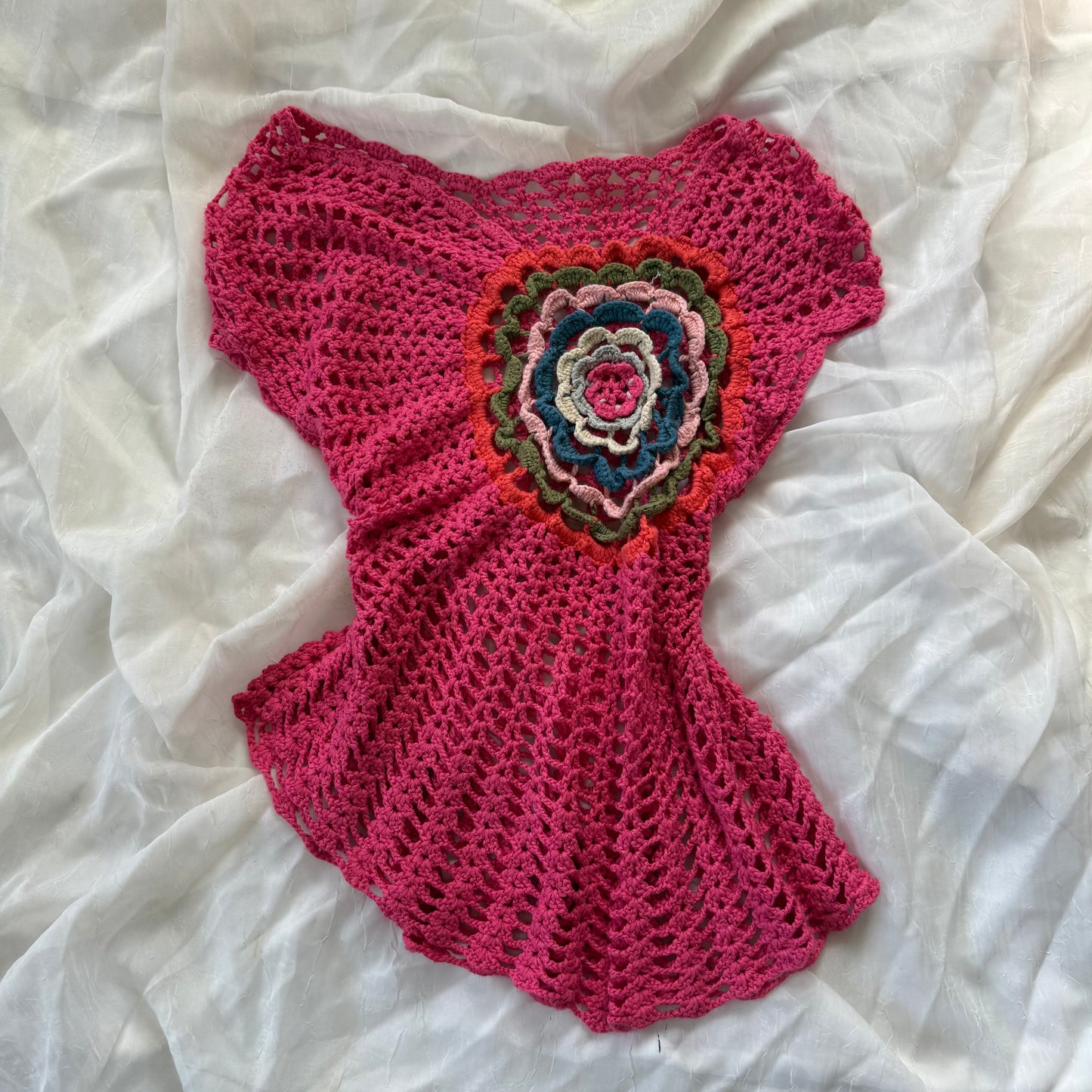 Pink flower crochet top