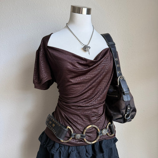 Brown snake print top