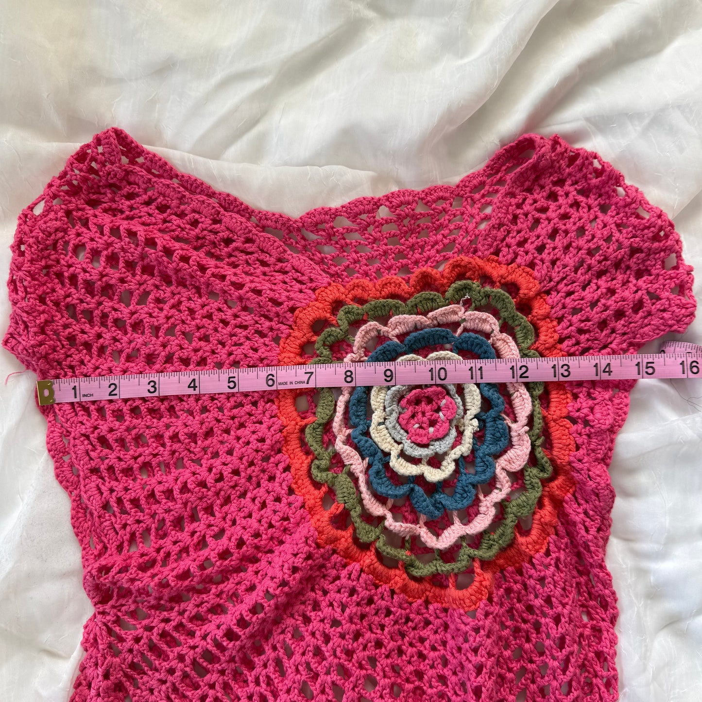 Pink flower crochet top