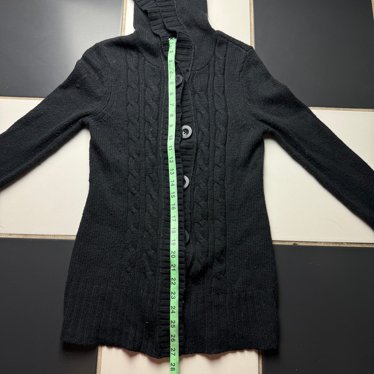 Black cable stitch fitted sweater