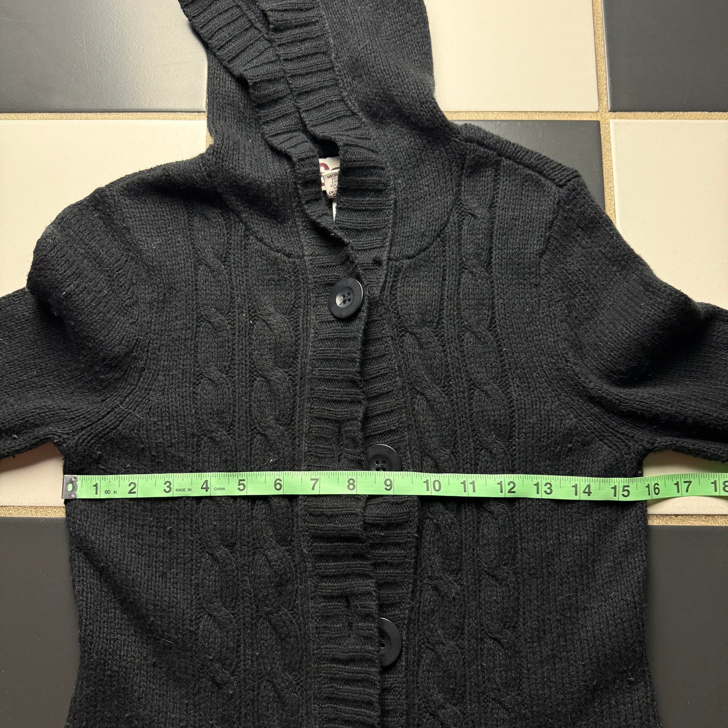 Black cable stitch fitted sweater