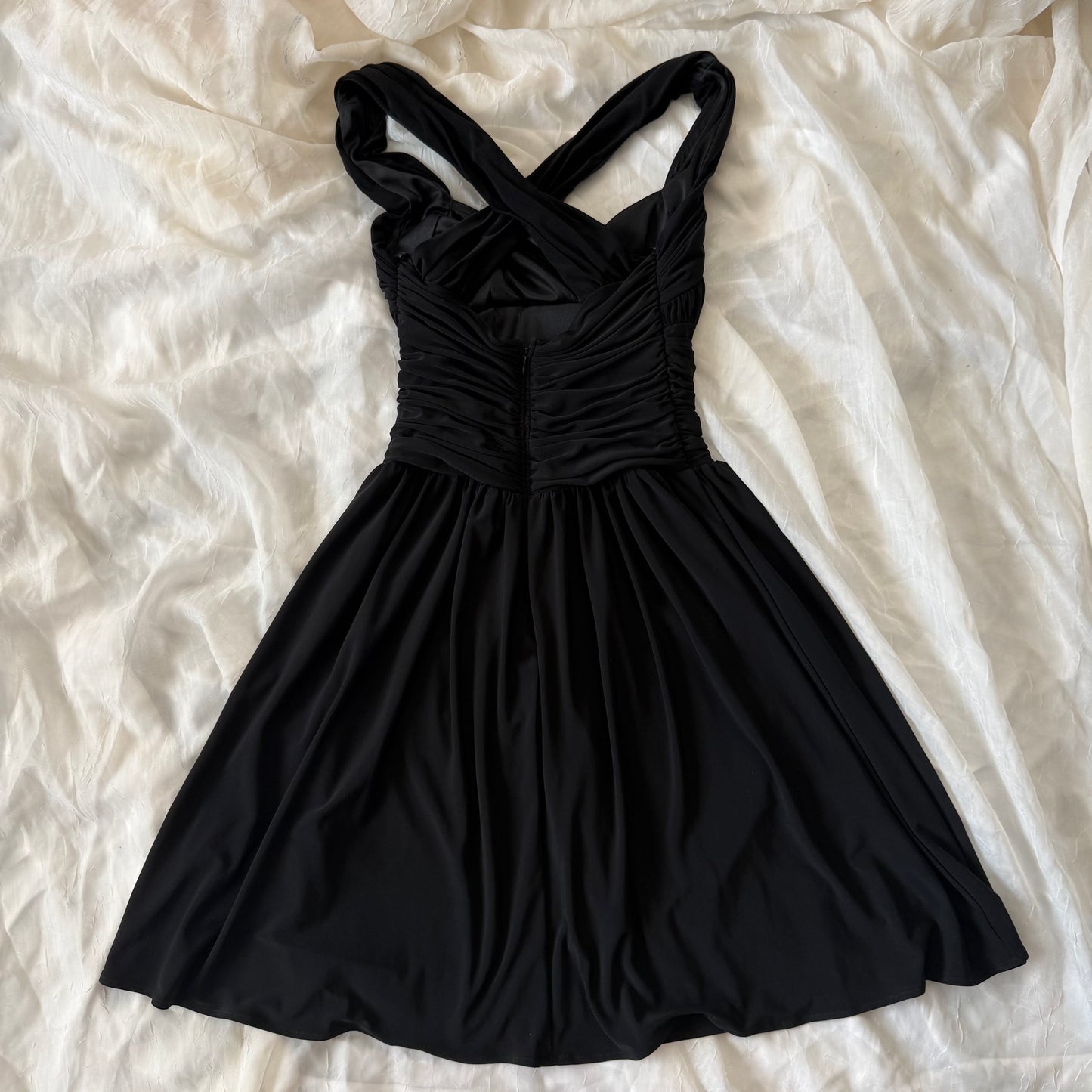 Black cinched evening dress