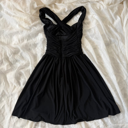Black cinched evening dress