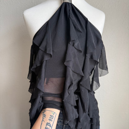 Clubbing ruffled halter top