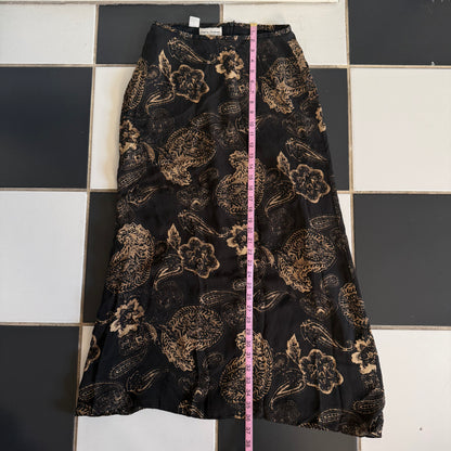 Black paisley flower maxi skirt