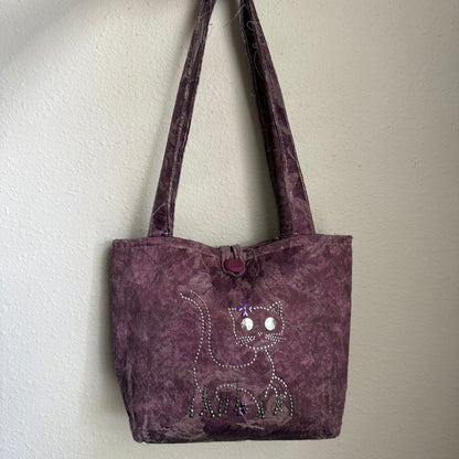 Whimsical cat shoulder bag