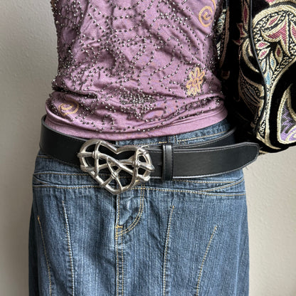 Grunge heart black belt