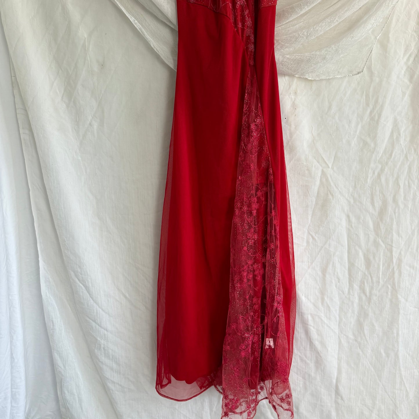 2000s Red Lacey Halter dress