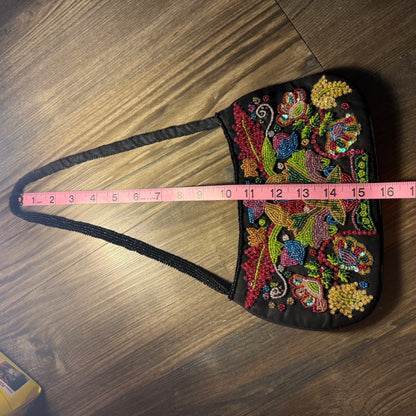 Flower beaded mini shoulder bag