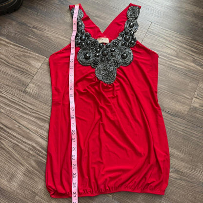 Red boho beaded top