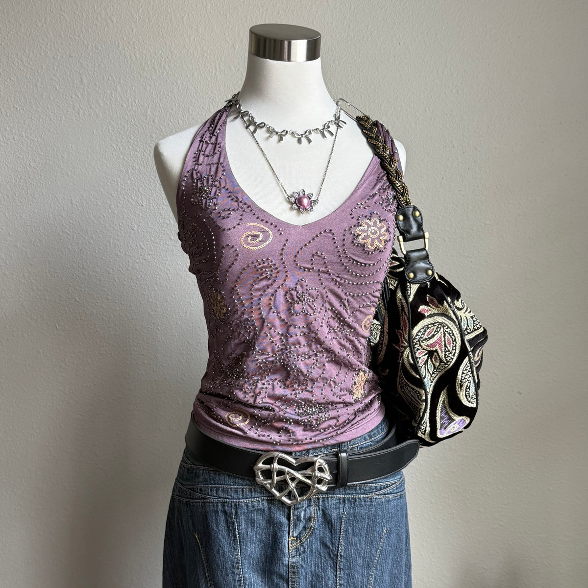 Grunge heart black belt