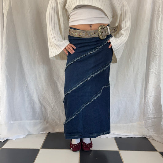 Zoey Beth denim fitted maxi skirt