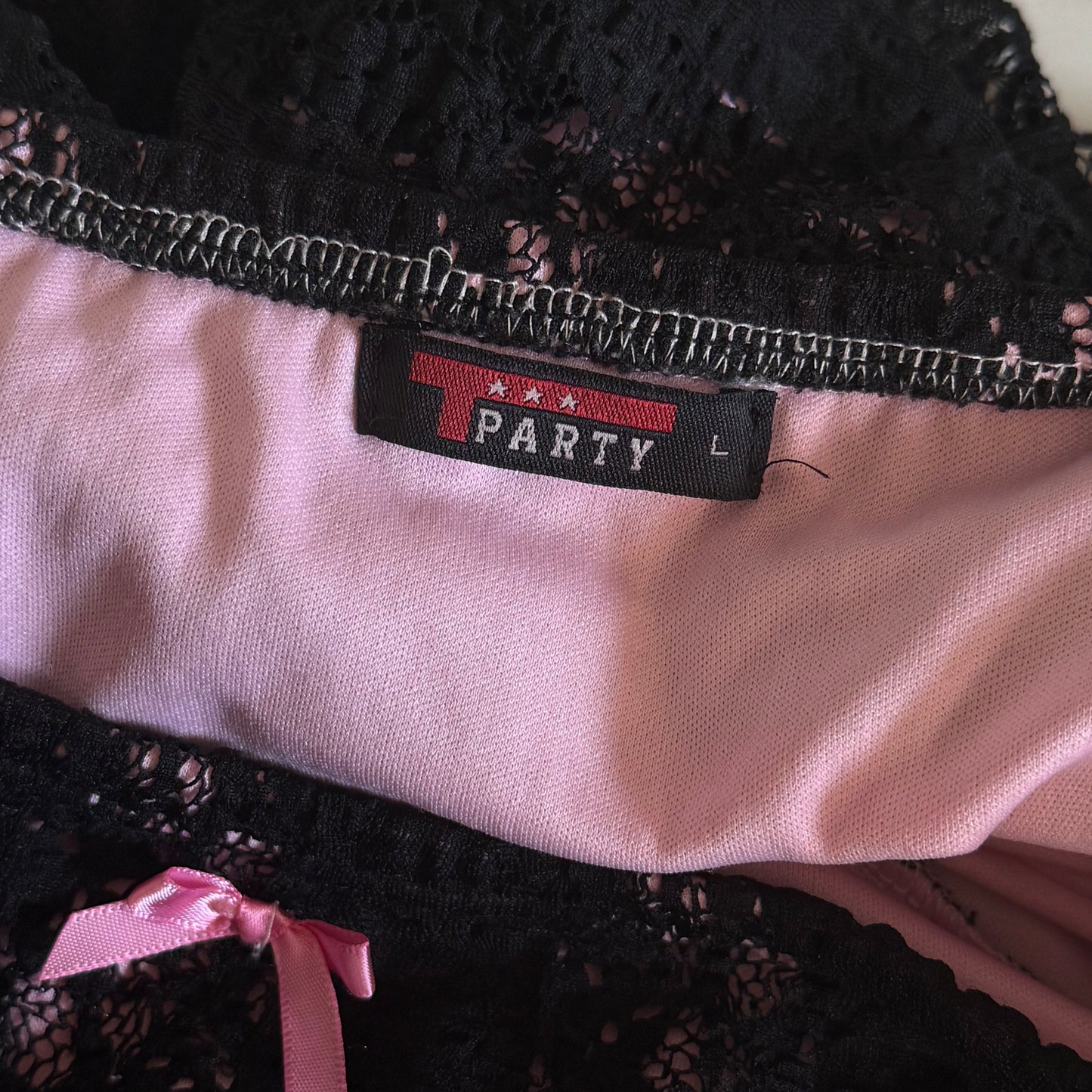 Black lace frilly mini skirt