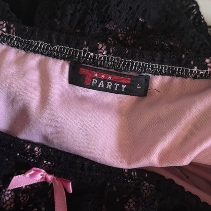 Black lace frilly mini skirt