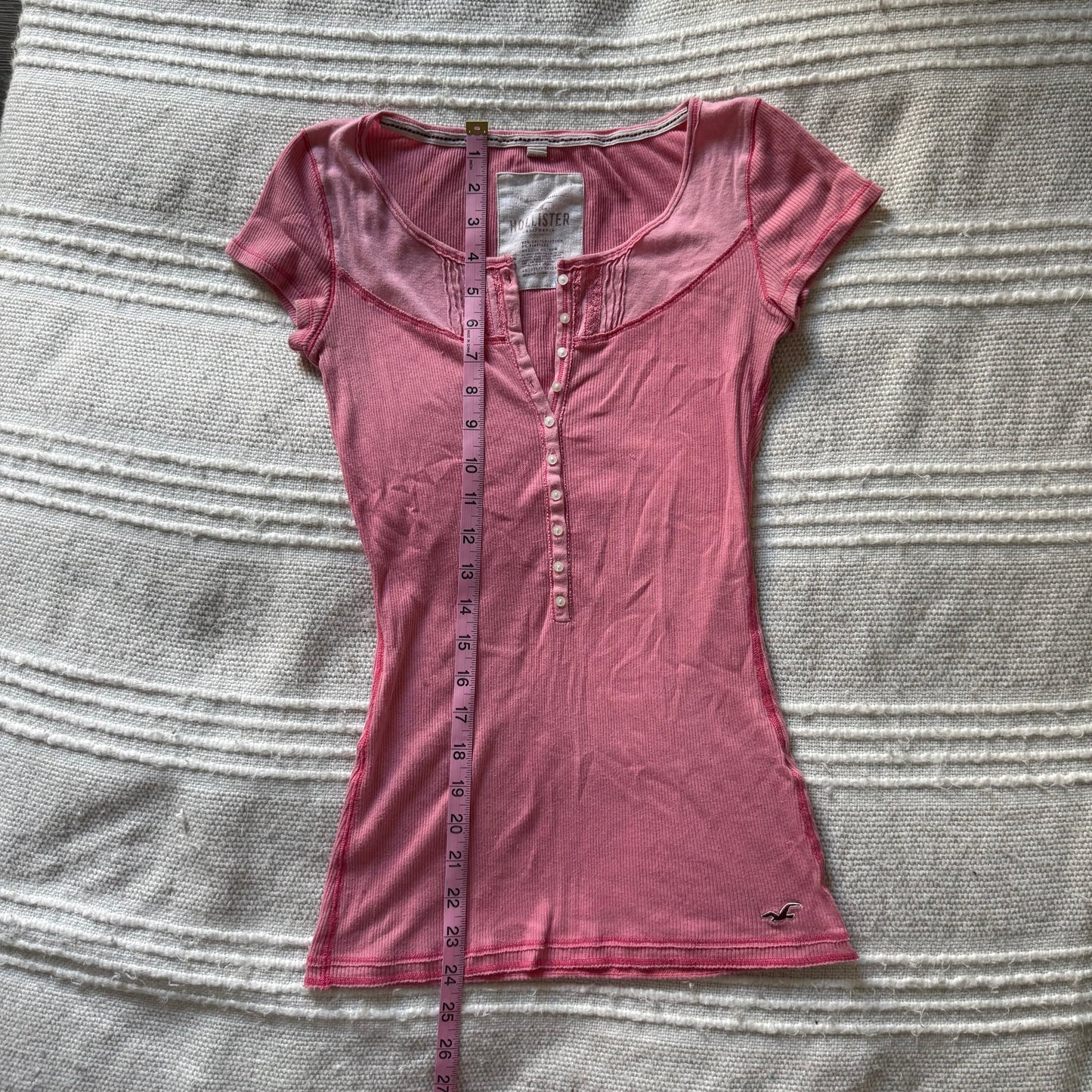 Hollister pink lace henley top