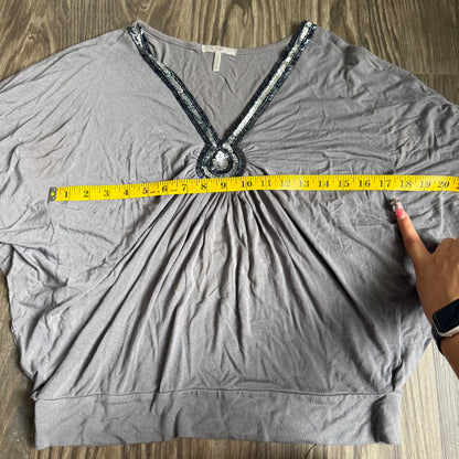 Grey sequin batwing top