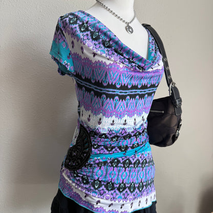 Dots beaded patterned top