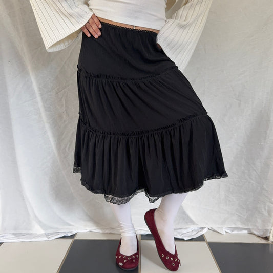 Black flowy midi skirt