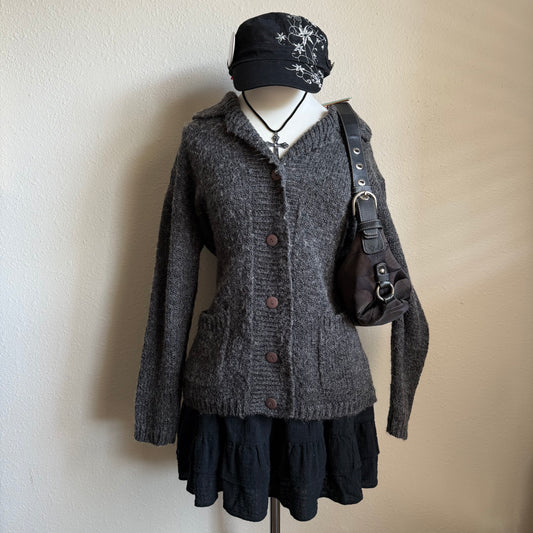 Grey oversized button sweater