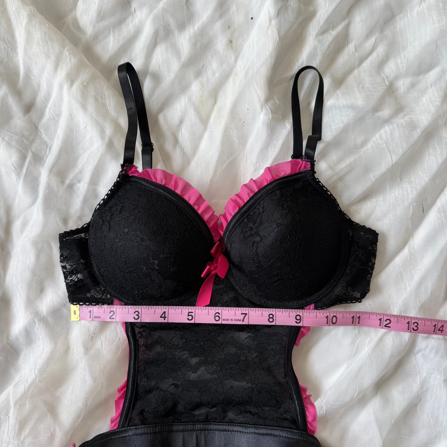 Pink lace lingerie maid top