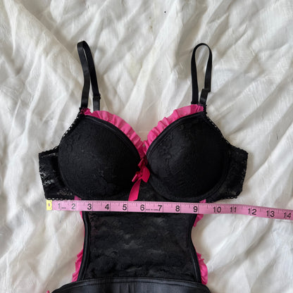 Pink lace lingerie maid top