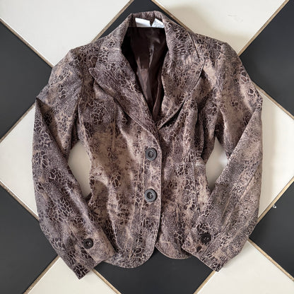 2000s brown printed blazer