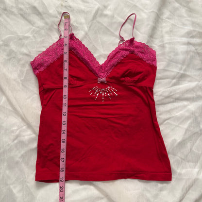 PINK lace fitted cami