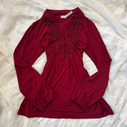 Cherry red ruffle long sleeve