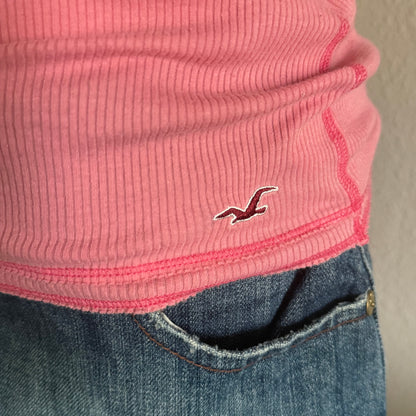 Hollister pink lace henley top