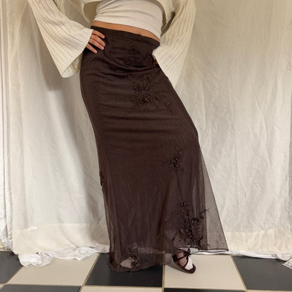 Evening beaded flower maxi