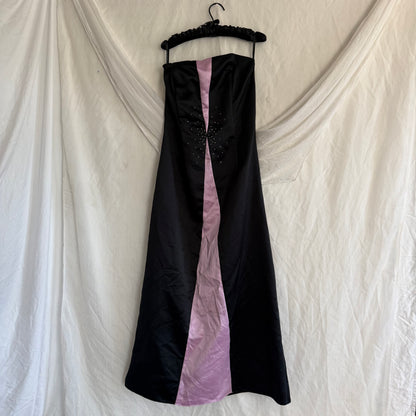 2000s Gunne Sax black prom dress with rhinestones