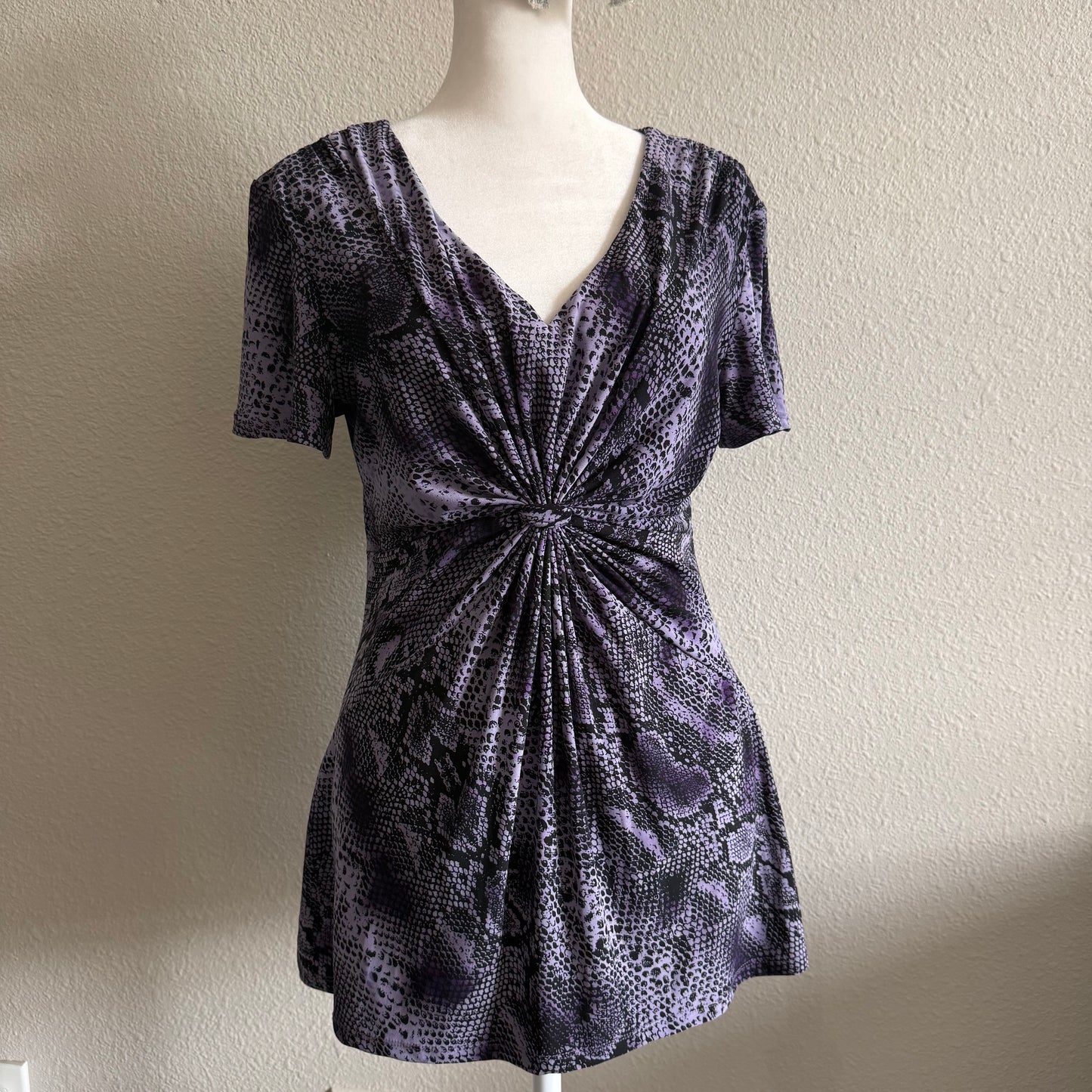 Purple snakeskin ruffle top