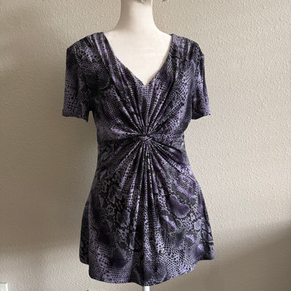 Purple snakeskin ruffle top