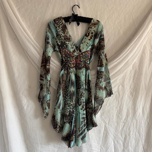 Caribbean Queen leopard butterfly dress