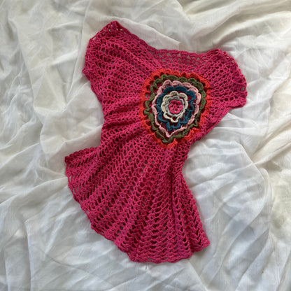 Pink flower crochet top